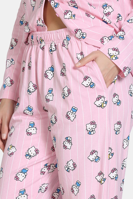 Zivame Hello Kitty Knit Cotton Pyjama Set - Fairy Tale — image 6